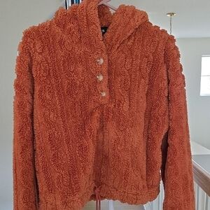 Cider Sherpa Pullover Hoodie Size Medium Cropped